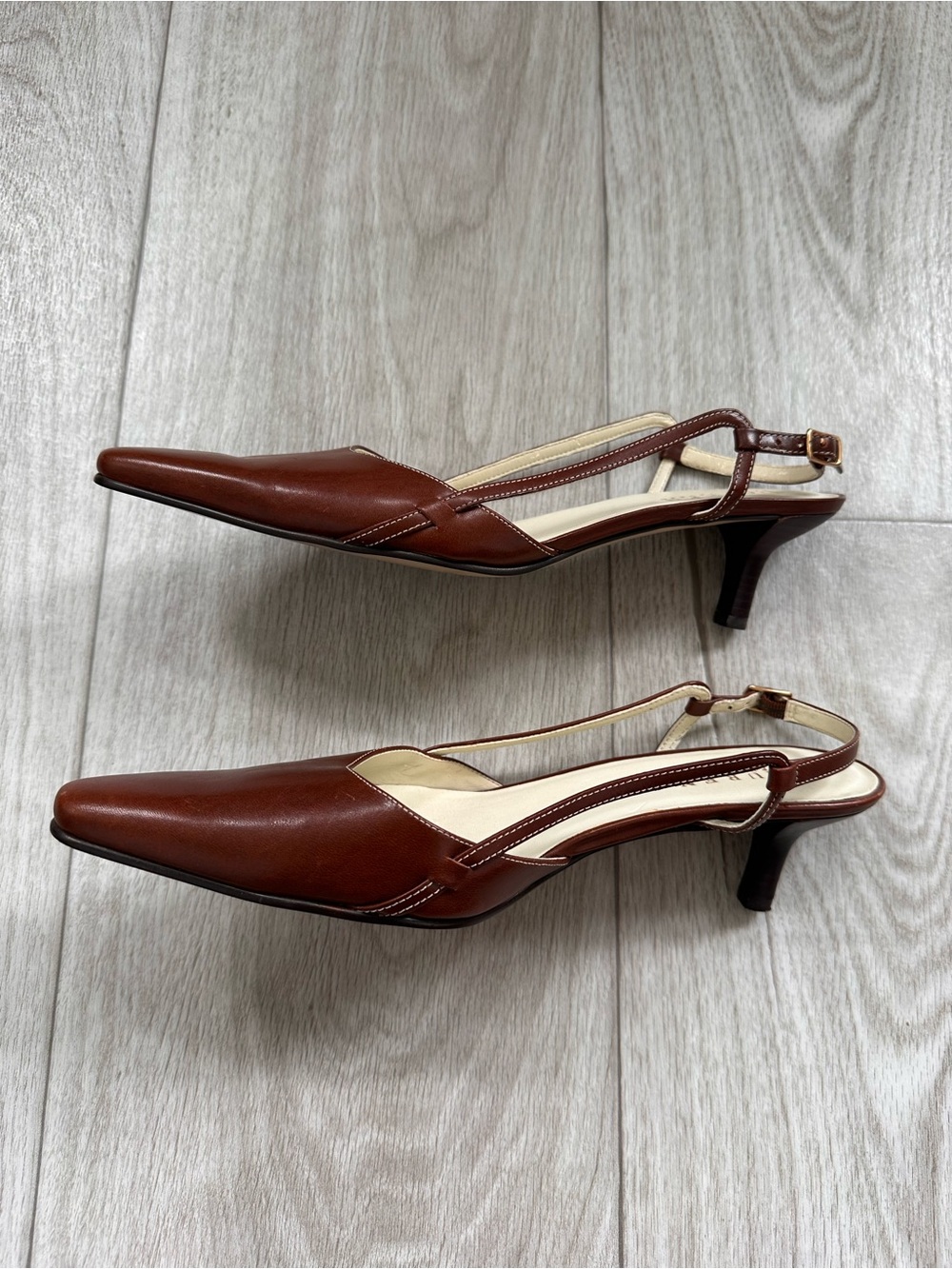 Lauren Ralph Lauren Brown Slingback Kitten Heels